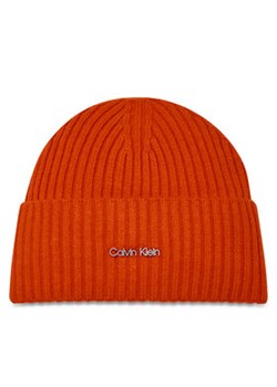 Calvin Klein Czapka Ck Must Logo Beanie K60K611401 Pomarańczowy ze sklepu MODIVO w kategorii Czapki zimowe damskie - zdjęcie 168697671