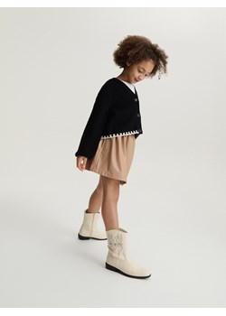 Reserved - Kardigan z ozdobnymi brzegami - czarny ze sklepu Reserved w kategorii Swetry dziewczęce - zdjęcie 168701434
