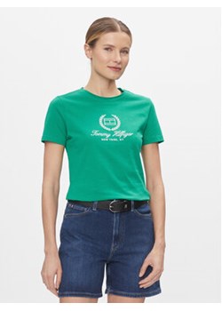Tommy Hilfiger T-Shirt Flag Script WW0WW41761 Zielony Slim Fit ze sklepu MODIVO w kategorii Bluzki damskie - zdjęcie 168727510
