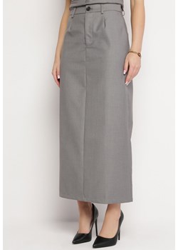 Ciemnoszara Trapezowa Spódnica Maxi z Wycięciem z Tyłu Elerai ze sklepu Born2be Odzież w kategorii Spódnice - zdjęcie 168730543