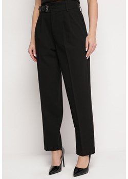 Czarne Spodnie w Garniturowym Stylu z Ozdobnym Paskiem Arilez ze sklepu Born2be Odzież w kategorii Spodnie damskie - zdjęcie 168730571