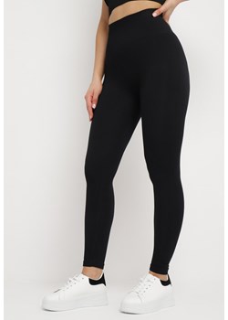 Czarne Prążkowane Legginsy z Wysokim Stanem i Efektem Push-Up Evirla ze sklepu Born2be Odzież w kategorii Spodnie damskie - zdjęcie 168730960
