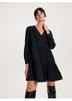 Reserved - Sukienka mini z falbanami - czarny ze sklepu Reserved w kategorii Sukienki - zdjęcie 168731852