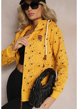 Żółta Ocieplana Bluza z Kapturem i Kieszeniami w Gwiazdki Avora ze sklepu Renee odzież w kategorii Bluzy damskie - zdjęcie 168736301