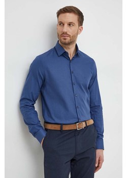 Calvin Klein koszula męska kolor granatowy slim z kołnierzykiem klasycznym ze sklepu ANSWEAR.com w kategorii Koszule męskie - zdjęcie 168740584