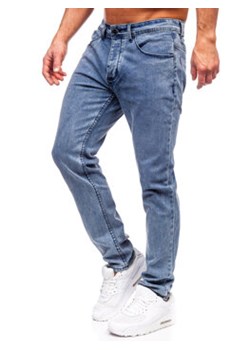 Granatowe spodnie jeansowe męskie slim fit Denley MP0192BS ze sklepu Denley w kategorii Jeansy męskie - zdjęcie 168748613