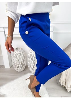 Kobaltowe Spodnie z Ozdobnymi Guzikami ze sklepu ModnaKiecka.pl w kategorii Spodnie damskie - zdjęcie 168749033
