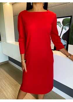 Czerwona Sukienka z Kieszeniami ze sklepu ModnaKiecka.pl w kategorii Sukienki - zdjęcie 168760413