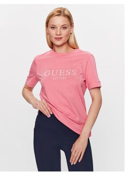 Guess T-Shirt V3YI15 I3Z14 Różowy Slim Fit ze sklepu MODIVO w kategorii Bluzki damskie - zdjęcie 168763961