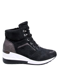 Sneakersy na koturnie Outer Black czarne ze sklepu ButyModne.pl w kategorii Buty sportowe damskie - zdjęcie 168765153