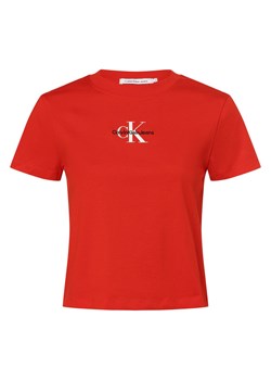 Calvin Klein Jeans Koszulka damska Kobiety Bawełna czerwony jednolity ze sklepu vangraaf w kategorii Bluzki damskie - zdjęcie 168772140