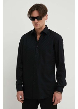 HUGO koszula bawełniana męska kolor czarny slim z kołnierzykiem klasycznym 50508316 ze sklepu ANSWEAR.com w kategorii Koszule męskie - zdjęcie 168774911
