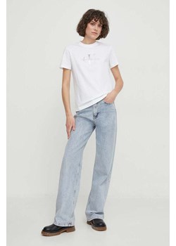 Calvin Klein Jeans t-shirt bawełniany damski kolor biały ze sklepu ANSWEAR.com w kategorii Bluzki damskie - zdjęcie 168775480