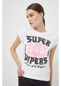 Superdry t-shirt bawełniany damski kolor beżowy ze sklepu ANSWEAR.com w kategorii Bluzki damskie - zdjęcie 168775501