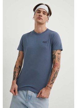 Superdry t-shirt bawełniany męski kolor niebieski gładki ze sklepu ANSWEAR.com w kategorii T-shirty męskie - zdjęcie 168775593