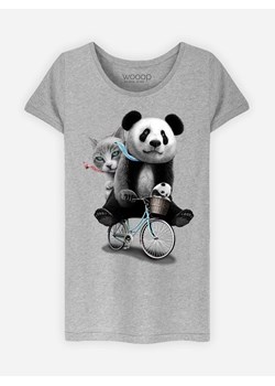 WOOOP Koszulka &quot;Panda Bicycle&quot; w kolorze szarym ze sklepu Limango Polska w kategorii Bluzki damskie - zdjęcie 168776491