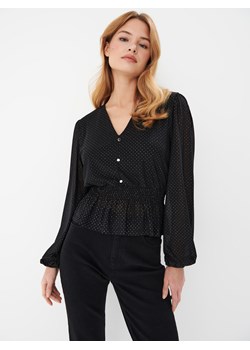 Mohito - Czarna bluzka z dekoltem V - czarny ze sklepu Mohito w kategorii Bluzki damskie - zdjęcie 168796064