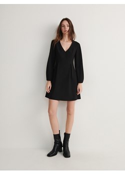 Reserved - Sukienka z ozdobnymi kontrafałdami - czarny ze sklepu Reserved w kategorii Sukienki - zdjęcie 168796883