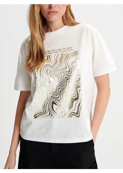Sinsay - Koszulka z nadrukiem - kremowy ze sklepu Sinsay w kategorii Bluzki damskie - zdjęcie 168798760