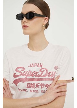 Superdry t-shirt bawełniany damski kolor różowy ze sklepu ANSWEAR.com w kategorii Bluzki damskie - zdjęcie 168813380