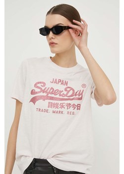 Superdry t-shirt bawełniany damski kolor różowy ze sklepu ANSWEAR.com w kategorii Bluzki damskie - zdjęcie 168813383