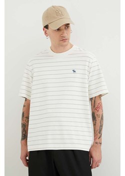 Abercrombie &amp; Fitch t-shirt bawełniany męski kolor beżowy wzorzysty ze sklepu ANSWEAR.com w kategorii T-shirty męskie - zdjęcie 168813460