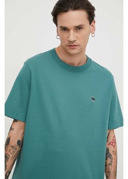 Abercrombie &amp; Fitch t-shirt bawełniany męski kolor zielony gładki ze sklepu ANSWEAR.com w kategorii T-shirty męskie - zdjęcie 168813474