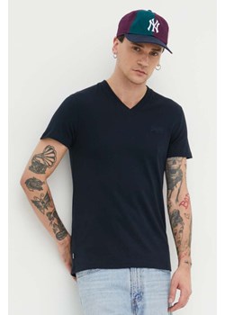 Superdry t-shirt bawełniany męski kolor granatowy gładki ze sklepu ANSWEAR.com w kategorii T-shirty męskie - zdjęcie 168813494