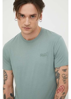 Superdry t-shirt bawełniany męski kolor zielony gładki ze sklepu ANSWEAR.com w kategorii T-shirty męskie - zdjęcie 168813513