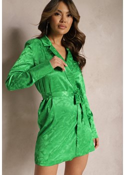 Zielona Kopertowa Sukienka Mini Wiązana w Pasie Wilera ze sklepu Renee odzież w kategorii Sukienki - zdjęcie 168814741
