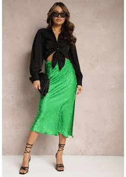 Zielona Długa Spódnica Casualowa z Gumką w Talii Grelvia ze sklepu Renee odzież w kategorii Spódnice - zdjęcie 168814751
