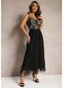 Czarna Maxi Sukienka Rozkloszowana Sukienka na Ramiączkach z Gorsetową Górą Ocartia ze sklepu Renee odzież w kategorii Sukienki - zdjęcie 168814891