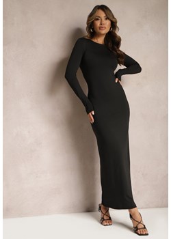 Czarna Sukienka Maxi o Dopasowanym Kroju z Okrągłym Dekoltem Merilin ze sklepu Renee odzież w kategorii Sukienki - zdjęcie 168814941
