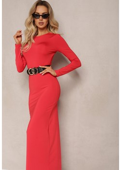 Czerwona Sukienka Maxi o Dopasowanym Kroju z Okrągłym Dekoltem Merilin ze sklepu Renee odzież w kategorii Sukienki - zdjęcie 168814951