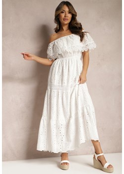 Biała Bawełniana Sukienka Hiszpanka Ażurowa Maxi z Falbankami i Koronką Telavia ze sklepu Renee odzież w kategorii Sukienki - zdjęcie 168815182