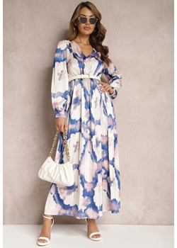 Beżowo-Fioletowa Maxi Sukienka Satynowa o Rozkloszowanym Kroju Velian ze sklepu Renee odzież w kategorii Sukienki - zdjęcie 168815271