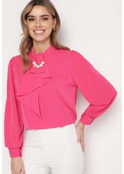 Różowa Bluzka z Ozdobnym Krawatem i Perłami Opinua ze sklepu Born2be Odzież w kategorii Bluzki damskie - zdjęcie 168815501