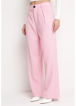 Różowe Spodnie w Garniturowym Stylu z Wysokim Stanem Glorda ze sklepu Born2be Odzież w kategorii Spodnie damskie - zdjęcie 168815891