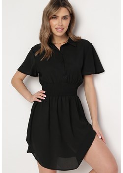 Czarna Koszulowa Sukienka Mini z Wiskozy o Rozkloszowanym Kroju Hokese ze sklepu Born2be Odzież w kategorii Sukienki - zdjęcie 168816604
