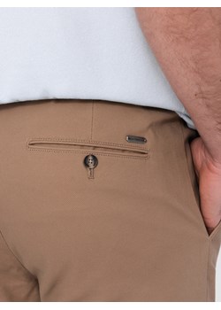 Spodnie męskie chino SLIM FIT - jasnobrązowe V2 OM-PACP-0186 ze sklepu ombre w kategorii Spodnie męskie - zdjęcie 168817963