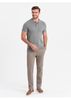 Spodnie męskie chino SLIM FIT z delikatną teksturą - popielate V1 OM-PACP-0190 ze sklepu ombre w kategorii Spodnie męskie - zdjęcie 168818000