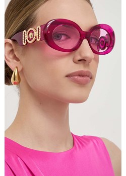 Versace okulary przeciwsłoneczne damskie kolor różowy ze sklepu ANSWEAR.com w kategorii Okulary przeciwsłoneczne damskie - zdjęcie 168821570