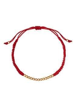 Bransoletka złota na czerwonym sznurku - kulki - Hippie ze sklepu YES.pl w kategorii Bransoletki - zdjęcie 168827664