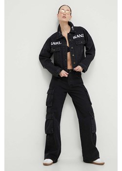 Karl Kani kurtka jeansowa damska kolor czarny przejściowa oversize ze sklepu ANSWEAR.com w kategorii Kurtki damskie - zdjęcie 168841180