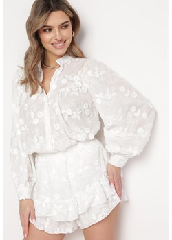 Biała Bawełniana Koszula z Haftowanej Tkaniny Zapinana na Guziki Darnia ze sklepu Born2be Odzież w kategorii Koszule damskie - zdjęcie 168842103