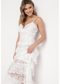 Biała Sukienka Maxi Koronkowa na Regulowanych Ramiączkach Viresta ze sklepu Born2be Odzież w kategorii Sukienki - zdjęcie 168842204