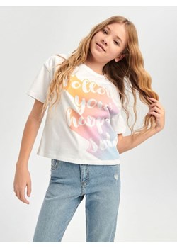 Sinsay - Koszulka z nadrukiem - biały ze sklepu Sinsay w kategorii Bluzki dziewczęce - zdjęcie 168845194
