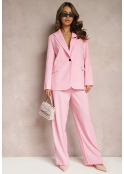 Różowe Garniturowe Spodnie z Szerokimi Nogawkami i Wysokim Stanem Herdda ze sklepu Renee odzież w kategorii Spodnie damskie - zdjęcie 168846692