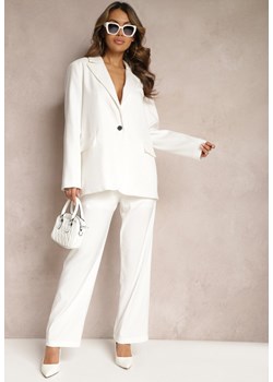 Białe Garniturowe Spodnie z Szerokimi Nogawkami i Wysokim Stanem Herdda ze sklepu Renee odzież w kategorii Spodnie damskie - zdjęcie 168846701