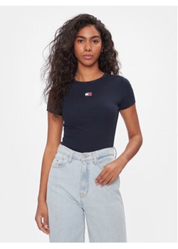 Tommy Jeans T-Shirt Badge DW0DW17881 Granatowy Slim Fit ze sklepu MODIVO w kategorii Bluzki damskie - zdjęcie 168855052